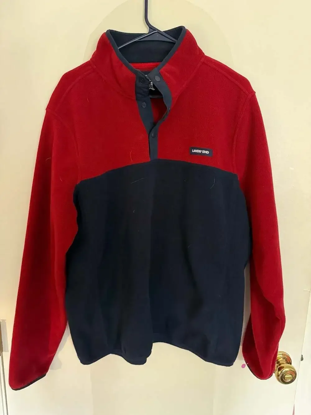 Lands' End Men's T100 Colorblock Snap Neck Fleece Pullover